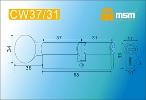 MSM Цилиндр перф. ключ-вертушка , CW 68 mm (37в/31) РВ #170921